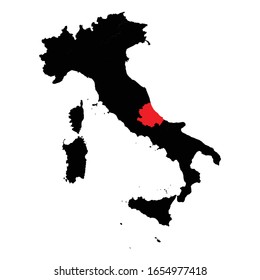 Abruzzo Province highlighted on Italy map Vector EPS 10