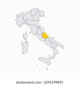 Abruzzo Region highlighted on Italy map