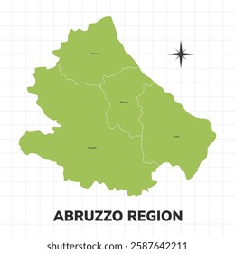 Abruzzo Region map illustration. Map of the Region in Italy