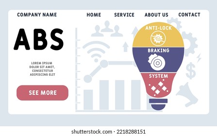 ABS - Anti-lock Braking System acronym. business concept background.  vector illustration concept with keywords and icons. lettering illustration with icons for web banner, flyer, landing