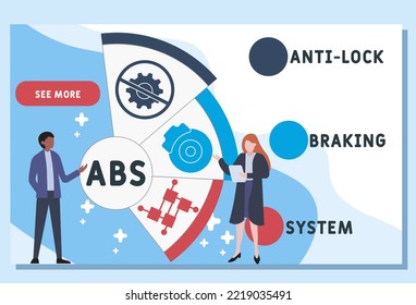 ABS - Anti-lock Braking System acronym. business concept background.  vector illustration concept with keywords and icons. lettering illustration with icons for web banner, flyer, landing