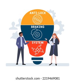 ABS - Anti-lock Braking System acronym. business concept background.  vector illustration concept with keywords and icons. lettering illustration with icons for web banner, flyer, landing