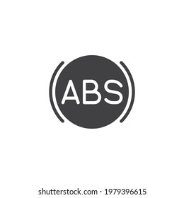 Abs dashboard indicator vector icon. filled flat sign for mobile concept and web design. Anti-lock braking system glyph icon. Symbol, logo illustration. Vector graphics