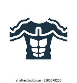 Abs, ejercicios, ícono de músculos. Gráficos vectoriales simples modificables.