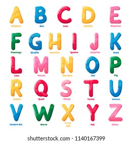 Abs font jelly alphabet for kids isolated letter text vector illustration. Style typeface symbol fun typeset. Alphabetical creative type.