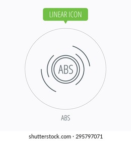 ABS icon. Brakes antilock system sign. Linear outline circle button. Vector