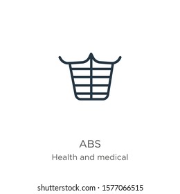 Abs icon. Thin linear abs outline icon isolated on white background from health collection. Line vector sign, symbol for web and mobile