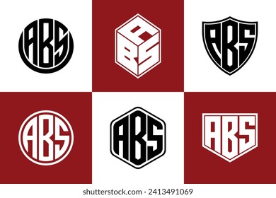 ABS initial letter geometric shape icon logo design vector. monogram, lettermark, circle, polygon, shield, symbol, emblem, elegant, abstract, wordmark, sign, art, typography, icon, geometric, shape