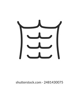 Abs, linear style icon. abdominal muscles, often used in contexts related to fitness, bodybuilding, or anatomy. Editable stroke width