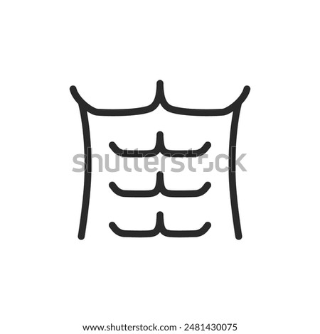 Abs, linear style icon. abdominal muscles, often used in contexts related to fitness, bodybuilding, or anatomy. Editable stroke width