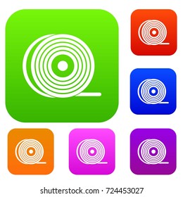 Abs or pla filament coil set icon color in flat style isolated on white. Collection sings vector illustration