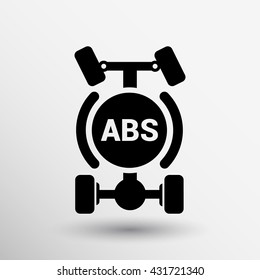 ABS. Single System Symbol Car Braking Isolated Manual Electric Icon On White Background