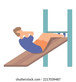 Abs training icon cartoon vector. Street workout. Gym exercise