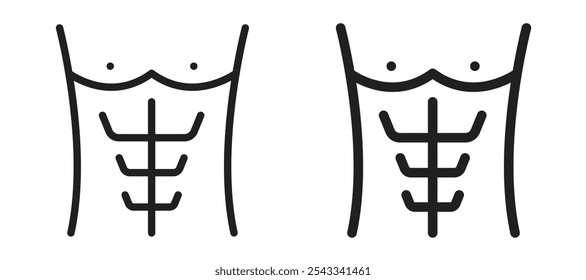 Abs vector icon set black filled and outlined style.