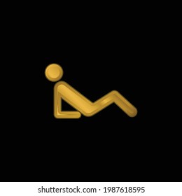 Abs Workout gold plated metalic icon or logo vector