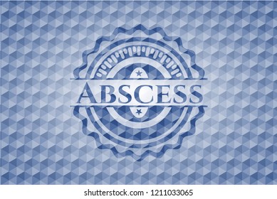 Abscess blue emblem with geometric background.