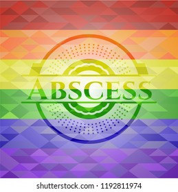 Abscess emblem on mosaic background with the colors of the LGBT flag