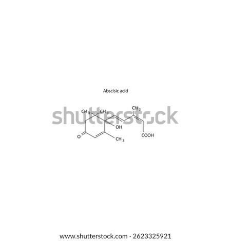 Abscisic acid molecular structure, abscisic compound skeletal formula. Simple schematic illustration.