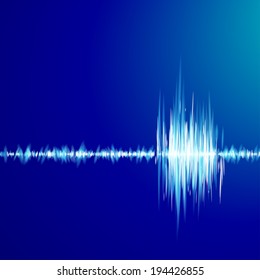 Absctract blue background with graph of sound