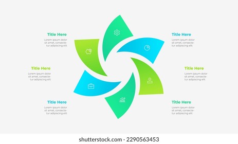 Absctract diagram divided into 6 segments. Concept of three options of business infographic