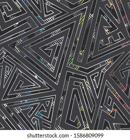 Absctract maze vector seamless pattern.