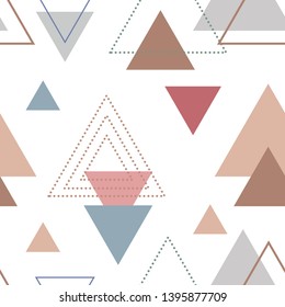 Absctract nordic triangle geometric patten design for decoration interior, print posters, greating card, bussines banner, wrapping in modern scandinavian style in vector. Pastel color.