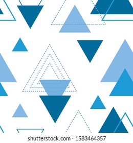Absctract nordic triangle geometric patten design for decoration interior, print posters, greating card, bussines banner, wrapping in trendy color 2020 year classic blue in vector.