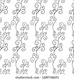 Absctract trandy pattern with flowers curls in doodle style for print posters, greating card, banner, wrapping in modern style in vector.