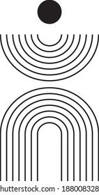 Absctract vector line art illustration Minimalist poster Mid century modern art Bohemian wall art poster Contemporary art Arch simple decor Balance banner template Geometric stripes simple graphic