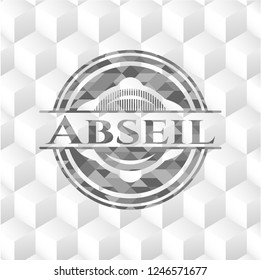 Abseil grey badge with geometric cube white background