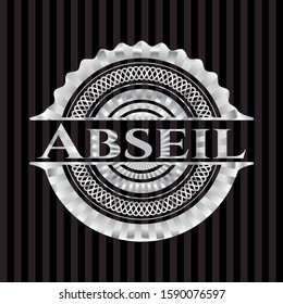 Abseil silvery emblem or badge. Vector Illustration. Mosaic.