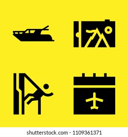 abseiling, calendar, smartphone and yatch vector icon set. Sample icons set for web and graphic design
