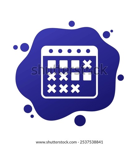 absence and attendance icon with calendar, vector
