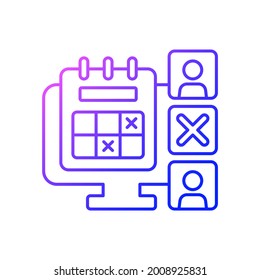 Absence Calendar Gradient Linear Vector Icon. Tracking Employee Leaves And Days Off Remotely. Work Monitoring. Thin Line Color Symbols. Modern Style Pictogram. Vector Isolated Outline Drawing