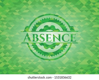 Absence green emblem with mosaic background. Vector Illustration. Detailed.