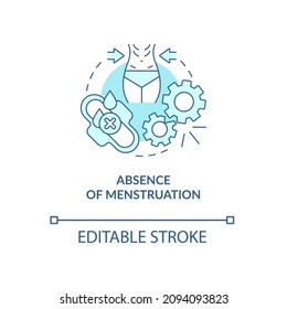 Absence of menstruation turquoise concept icon. Menstrual cycles failure abstract idea thin line illustration. Isolated outline drawing. Editable stroke. Roboto-Medium, Myriad Pro-Bold fonts used