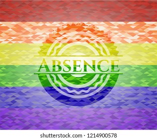 Absence on mosaic background with the colors of the LGBT flag