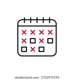 absence or poor attendance line icon with calendar
