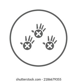 Ausente, ausentismo, icono de mano. Gráficos vectoriales grises.