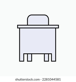 Absent Icon. Desk and Chair Only, Not Present Symbol - Vector.