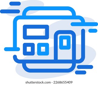 Absent machine technology icon with blue outline style. Concept, digital, data, abstract, network, internet, tech. Vector Illustration svg