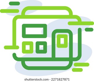 Absent machine technology icon with green outline style. Concept, digital, data, abstract, network, internet, tech. Vector Illustration svg