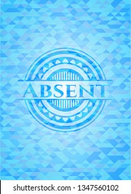 Absent sky blue emblem with triangle mosaic background
