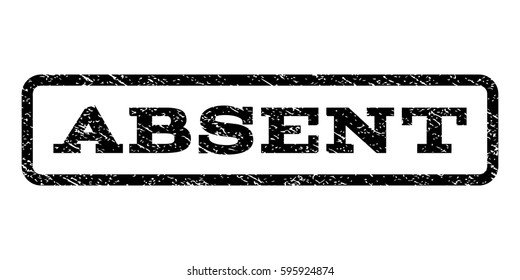 Absent watermark stamp. Text caption inside rounded rectangle with grunge design style. Rubber seal stamp with unclean texture. Vector black ink imprint on a white background.