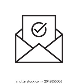 Absentee Ballot With Envelope Line Art Vector Icon For Websites