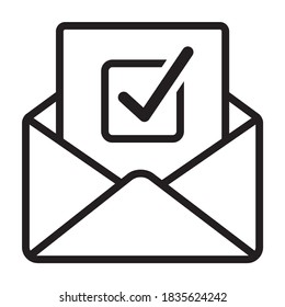 Absentee Ballot Vote By Mail With Envelope Line Art Vector Icon For Voting Apps And Websites
