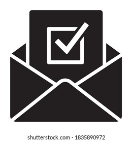 Absentee Ballot Vote By Mail With Envelope Flat Vector Icon For Voting Apps And Websites