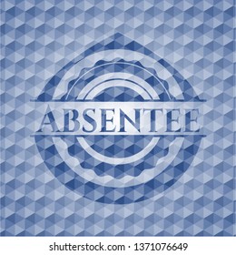 Absentee blue badge with geometric pattern.