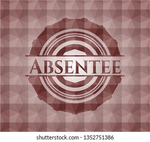 Absentee red badge with geometric background. Seamless.