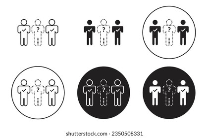 Absentees icon set. office employee absentees vector symbol. person missing sign in black filled and outlined style.